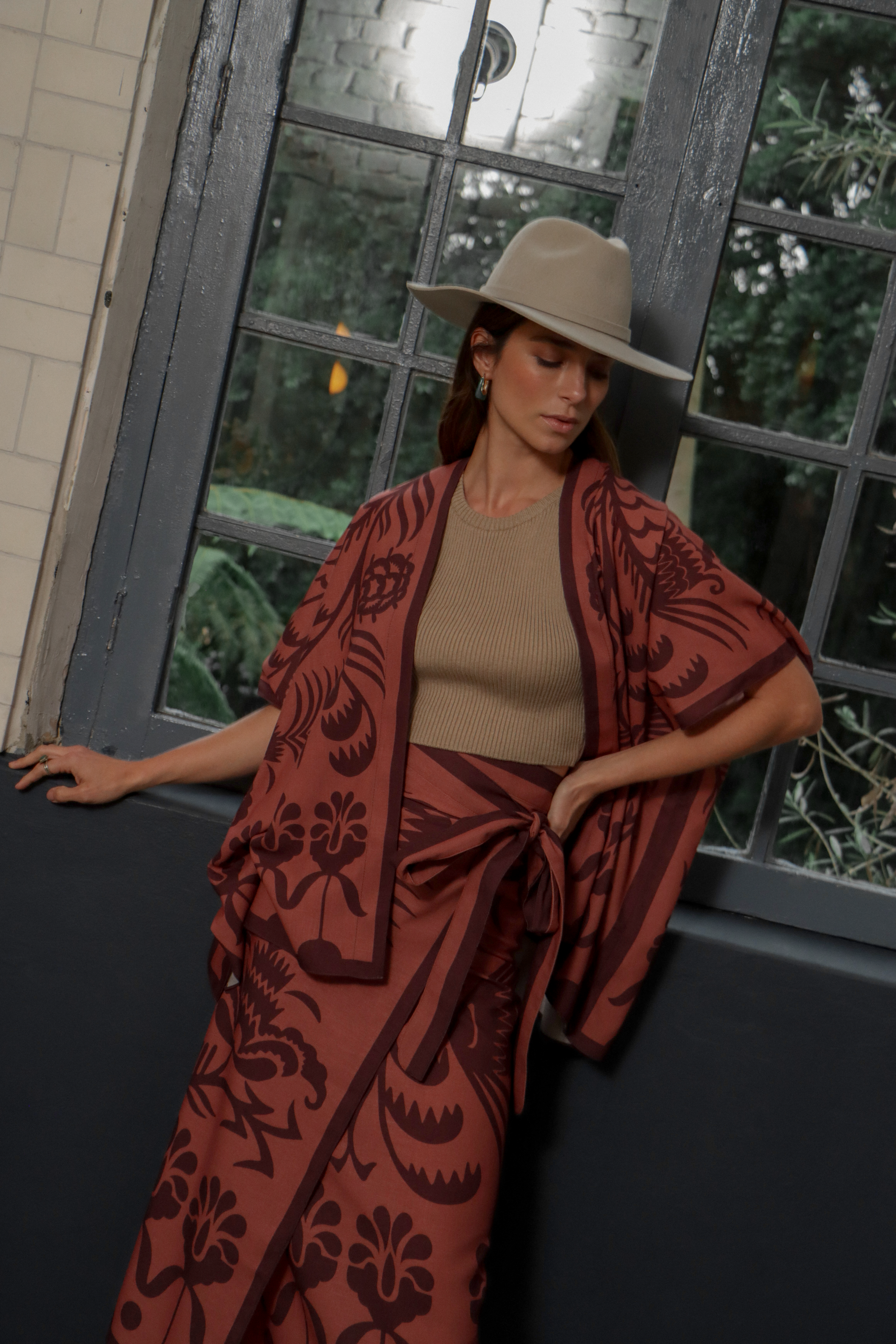 Kimono Agave Terracota, Lino