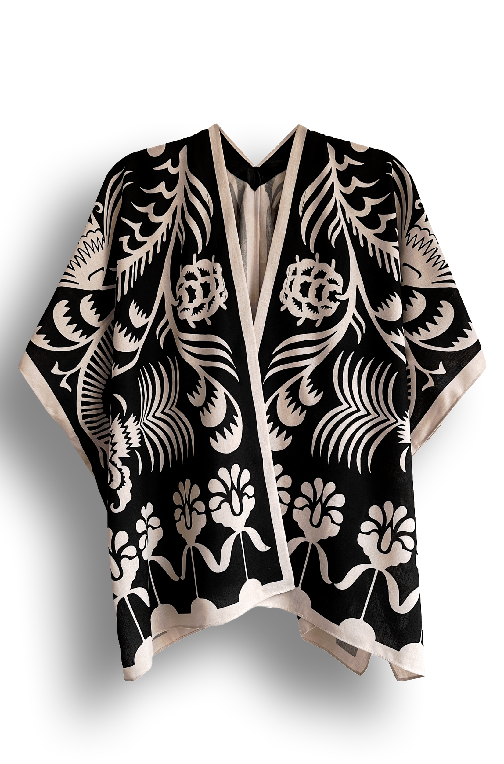 Kimono Corto Agave Negro, Lino