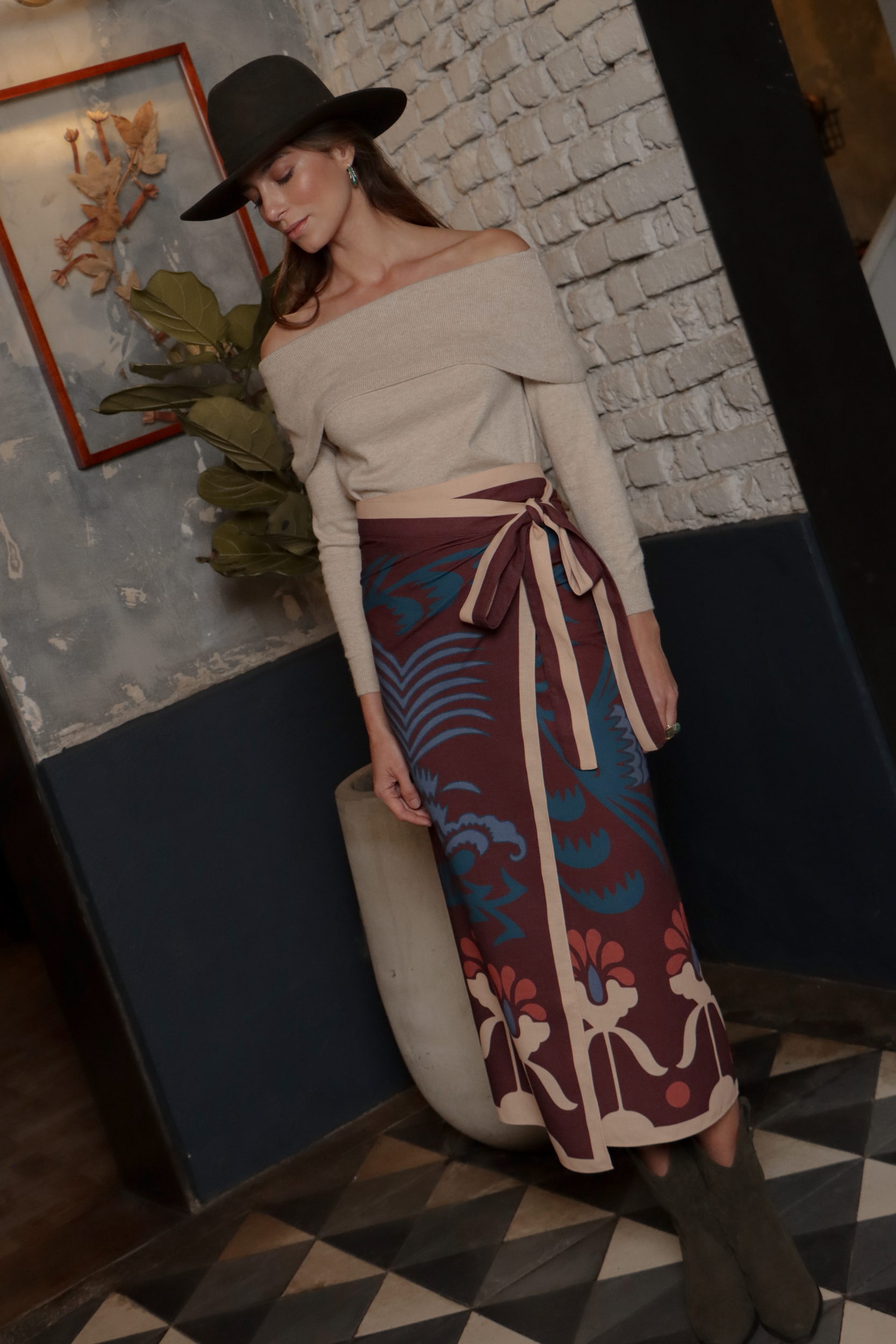 Sari Agave, Vinotinto / Vestido - Falda
