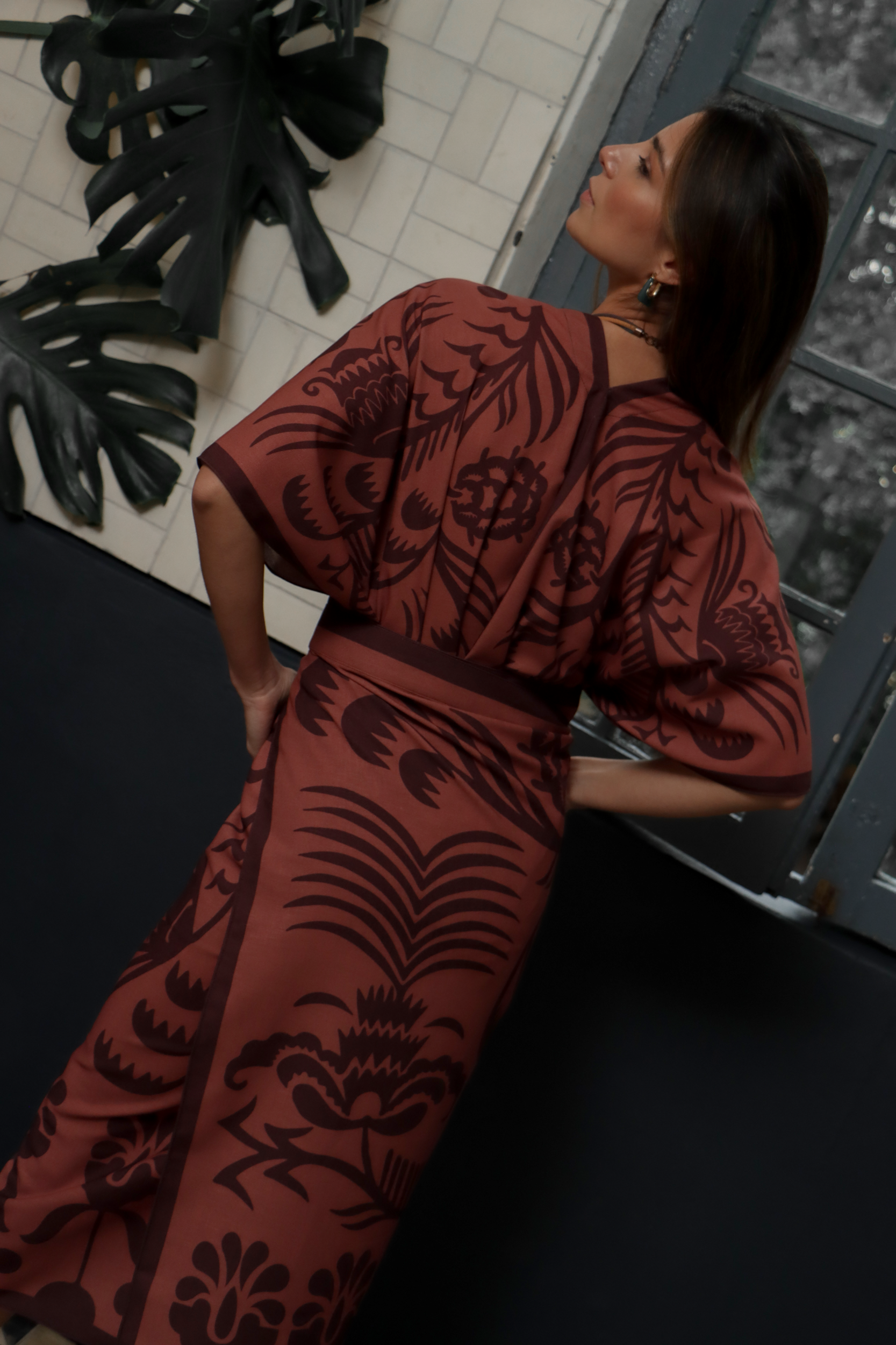 Kimono Agave Terracota, Lino