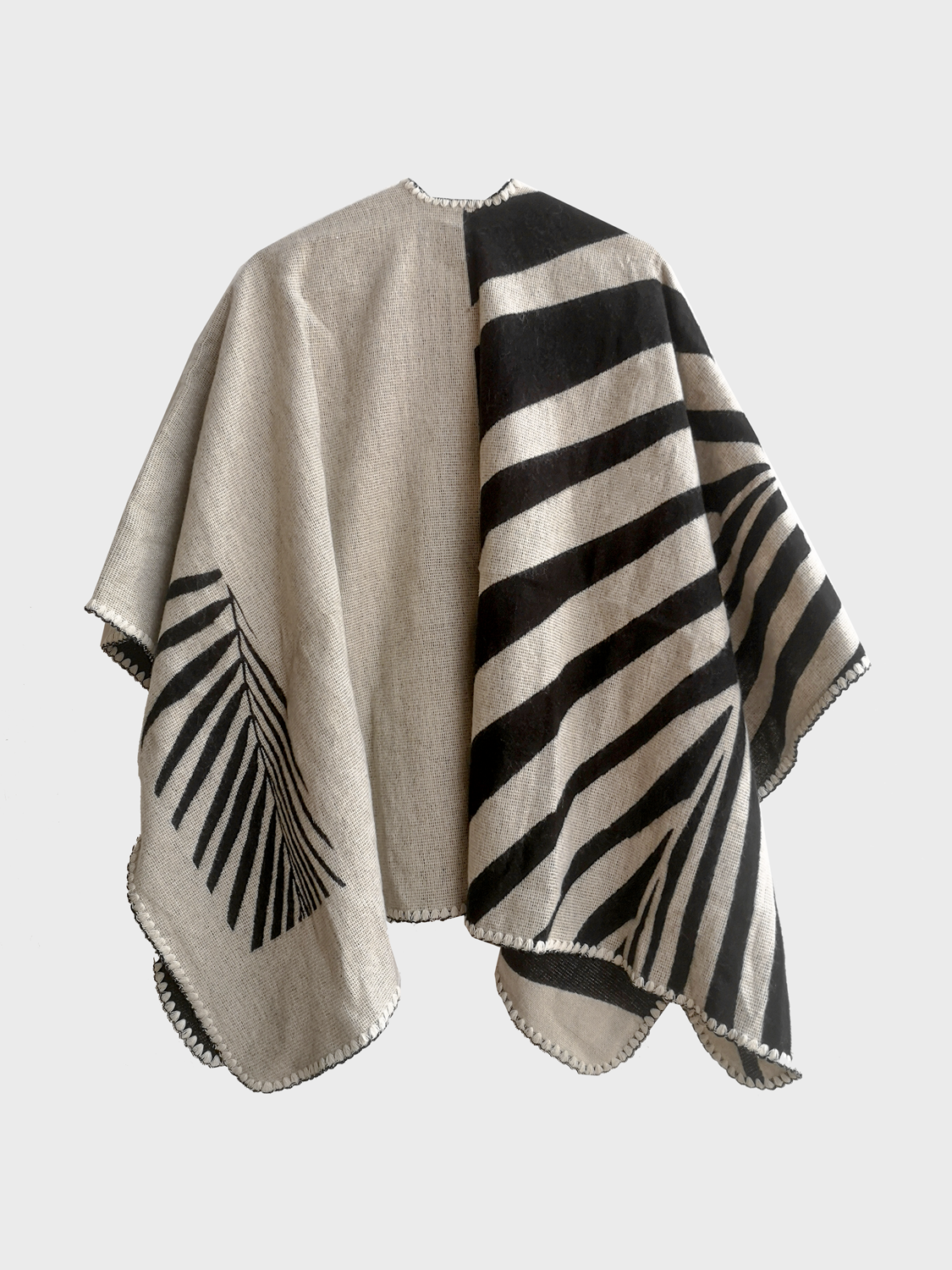 Poncho Natura - Negro y Beige