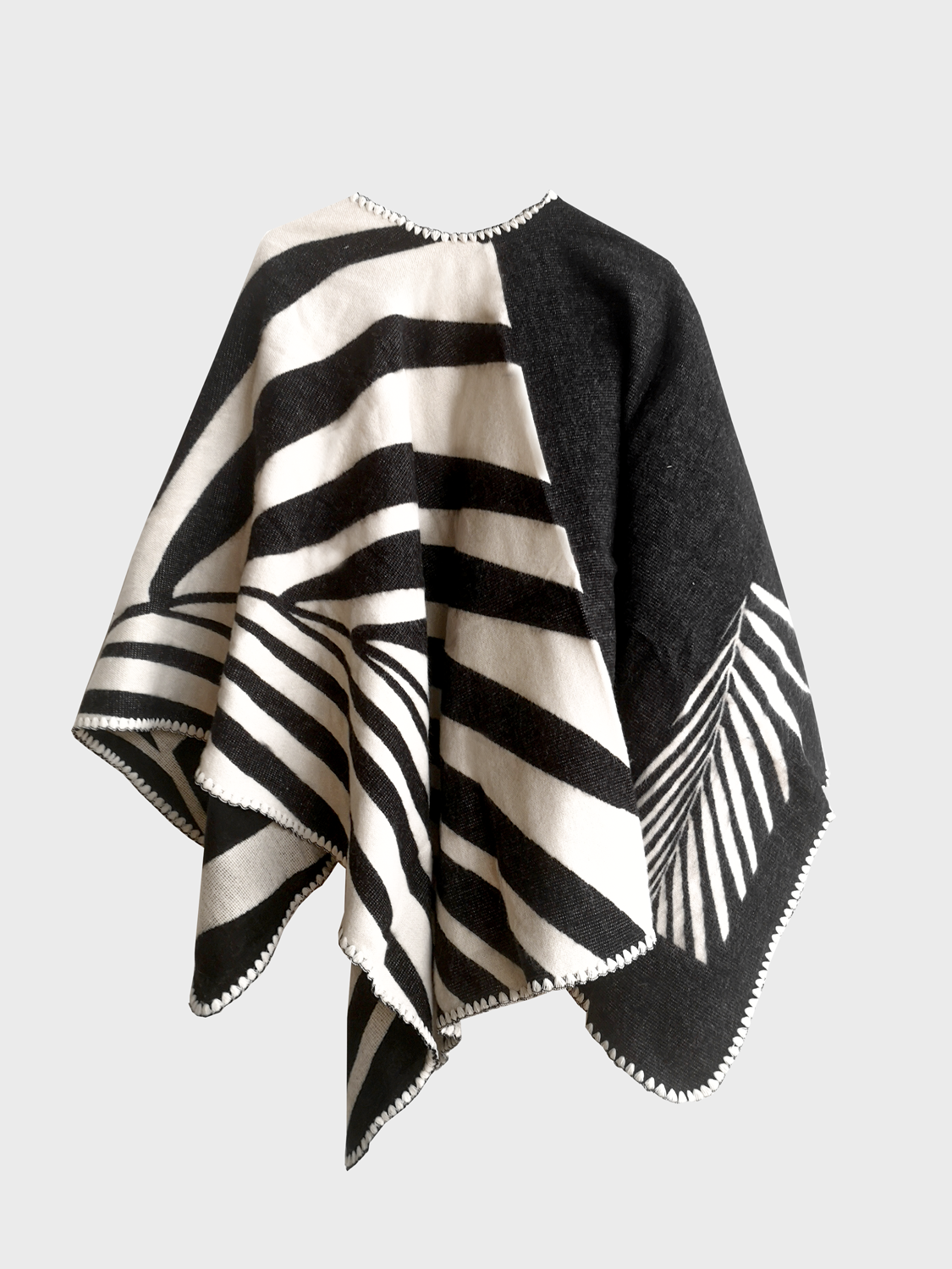 Poncho Natura - Negro y Beige