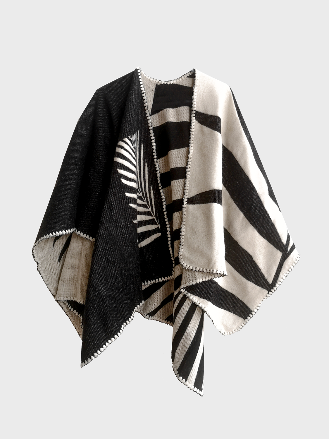 Poncho Natura - Negro y Beige
