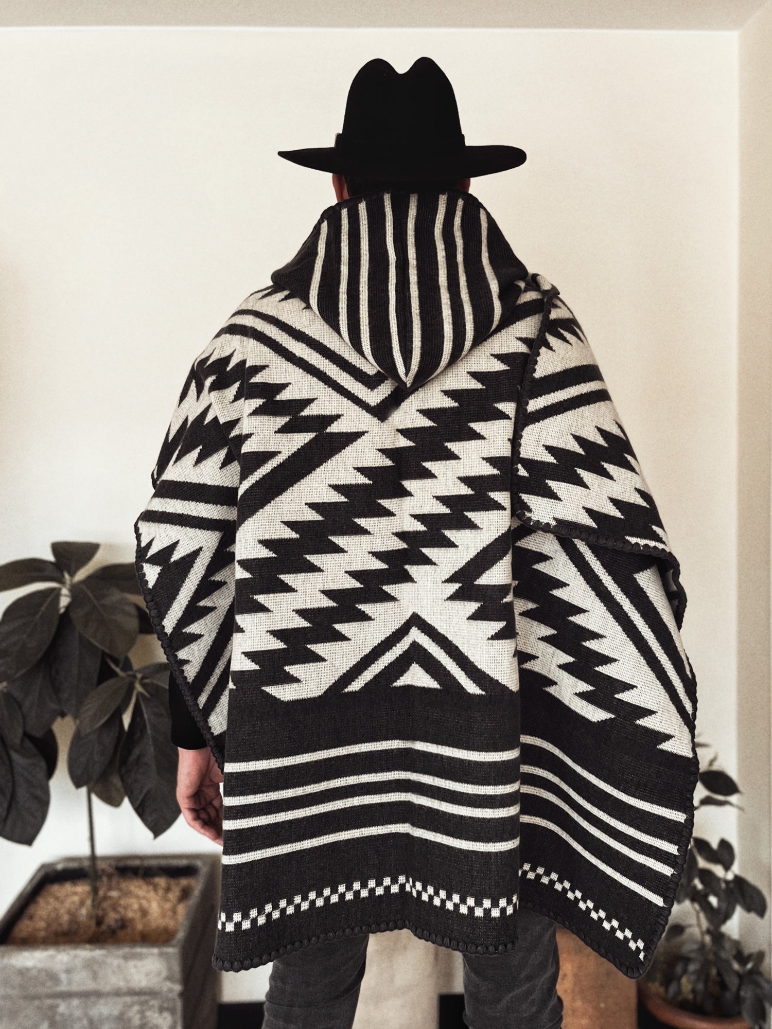 Poncho El Paso - Gris y Beige, con Capota