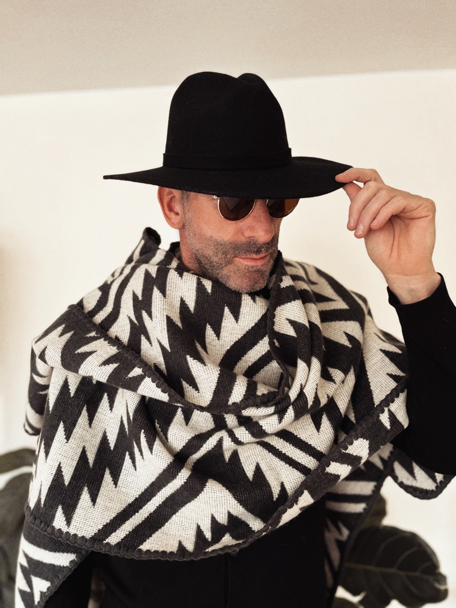 Poncho El Paso - Gris y Beige, con Capota