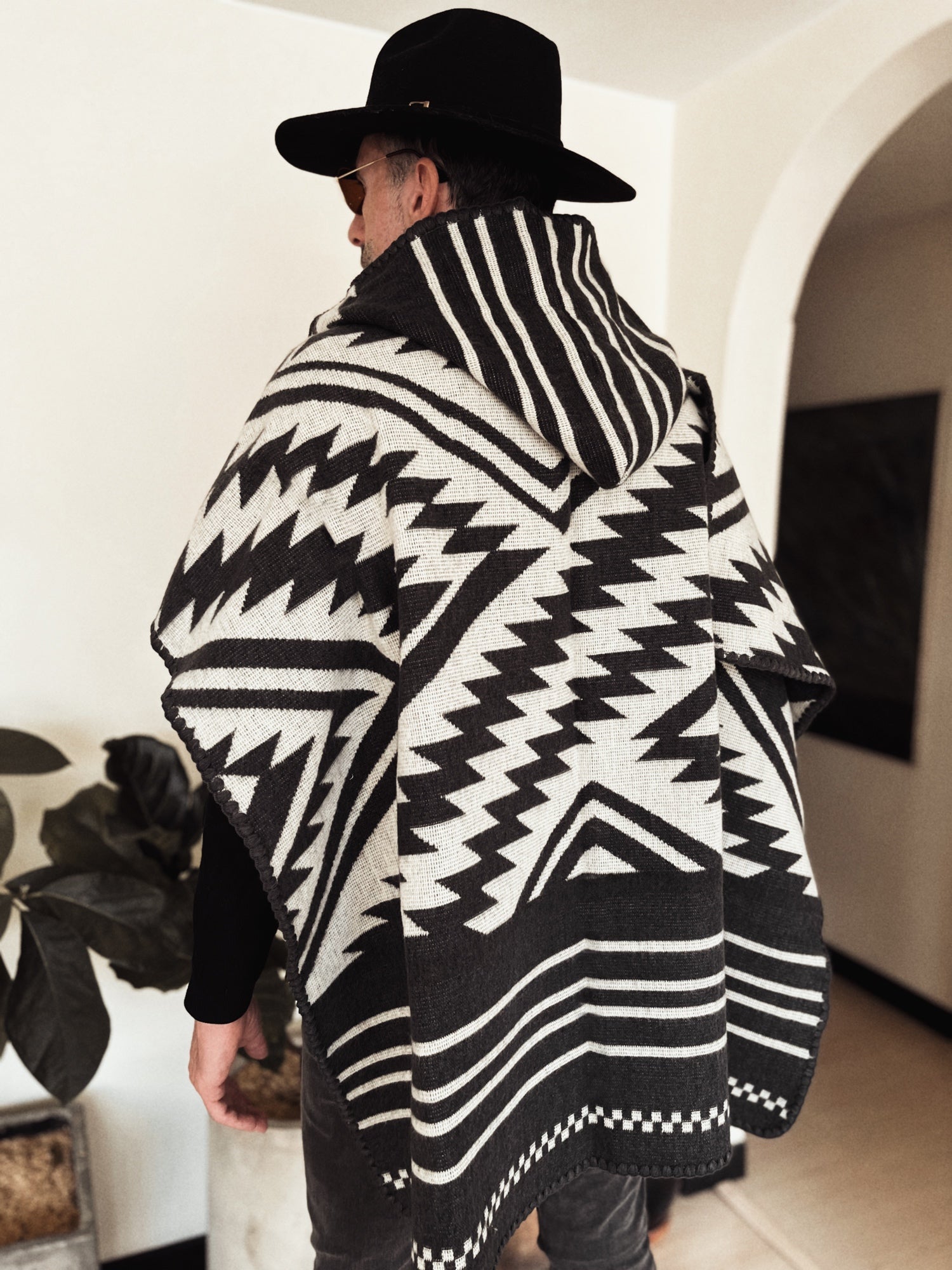Poncho El Paso - Gris y Beige, con Capota