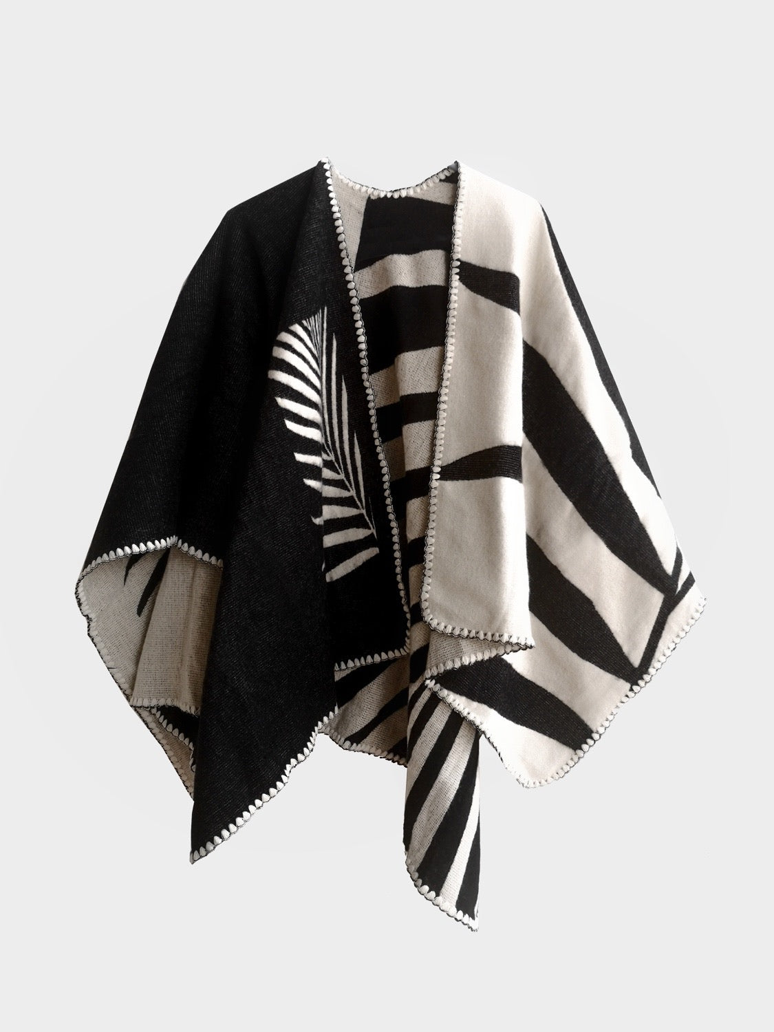 Poncho Natura - Negro y Beige
