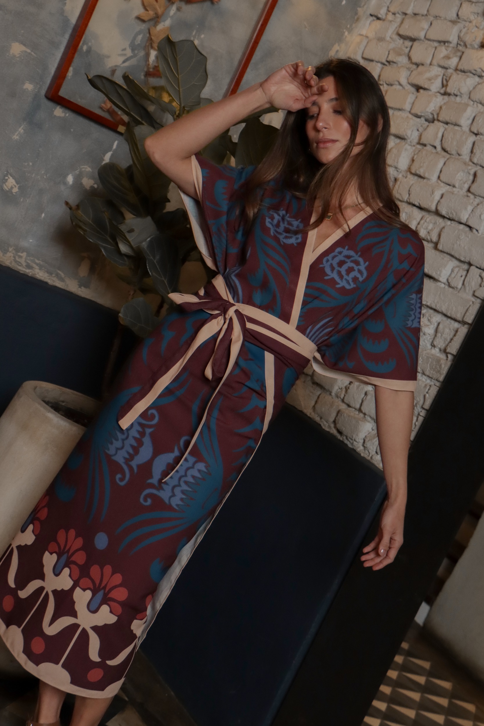 Kimono Agave Vinotinto, Lino