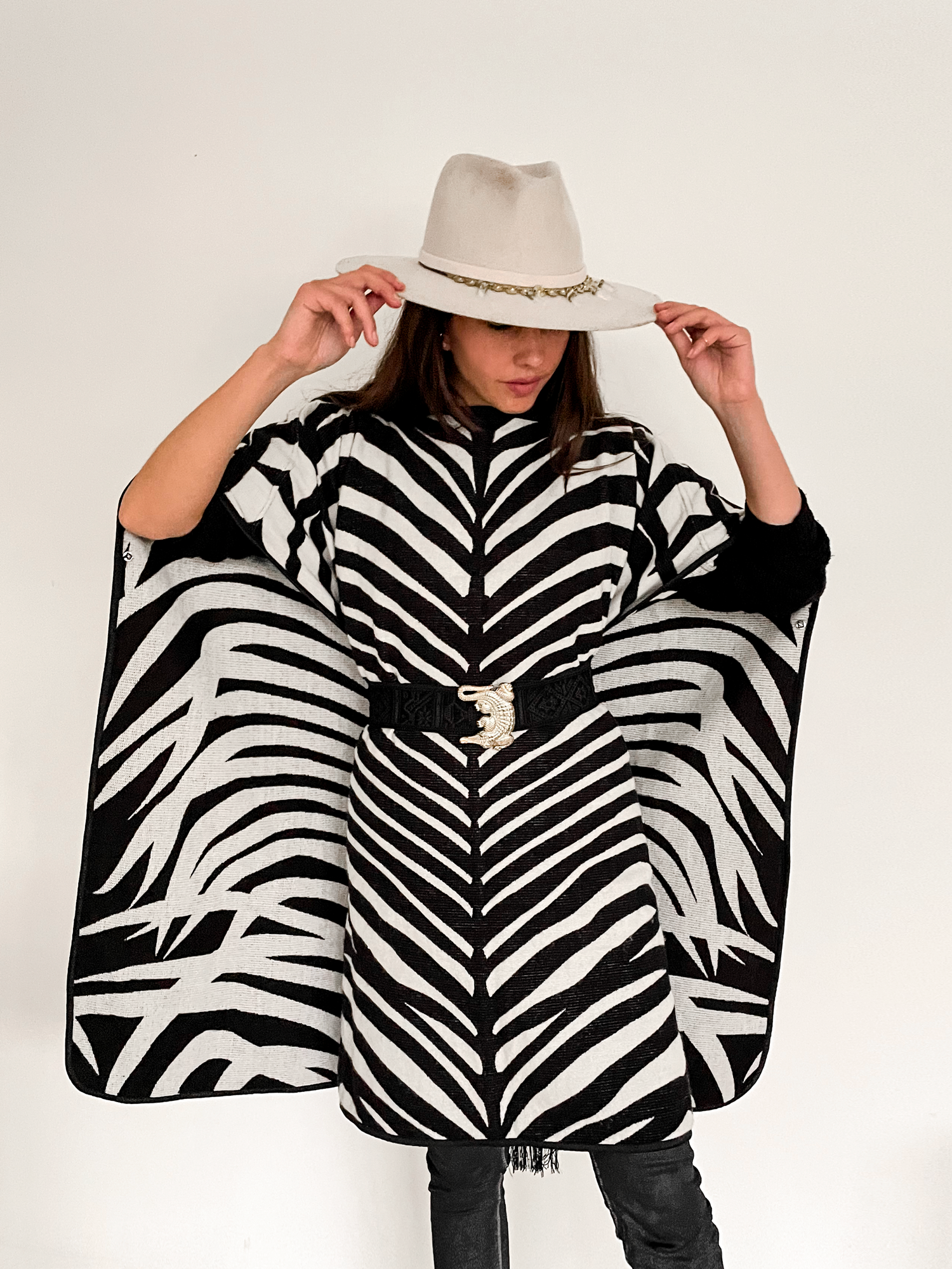 PONCHO TEJIDO COLOMBIA ALPACA RUANA UNITALLA UNISEX BOHO PLISSÉ safari